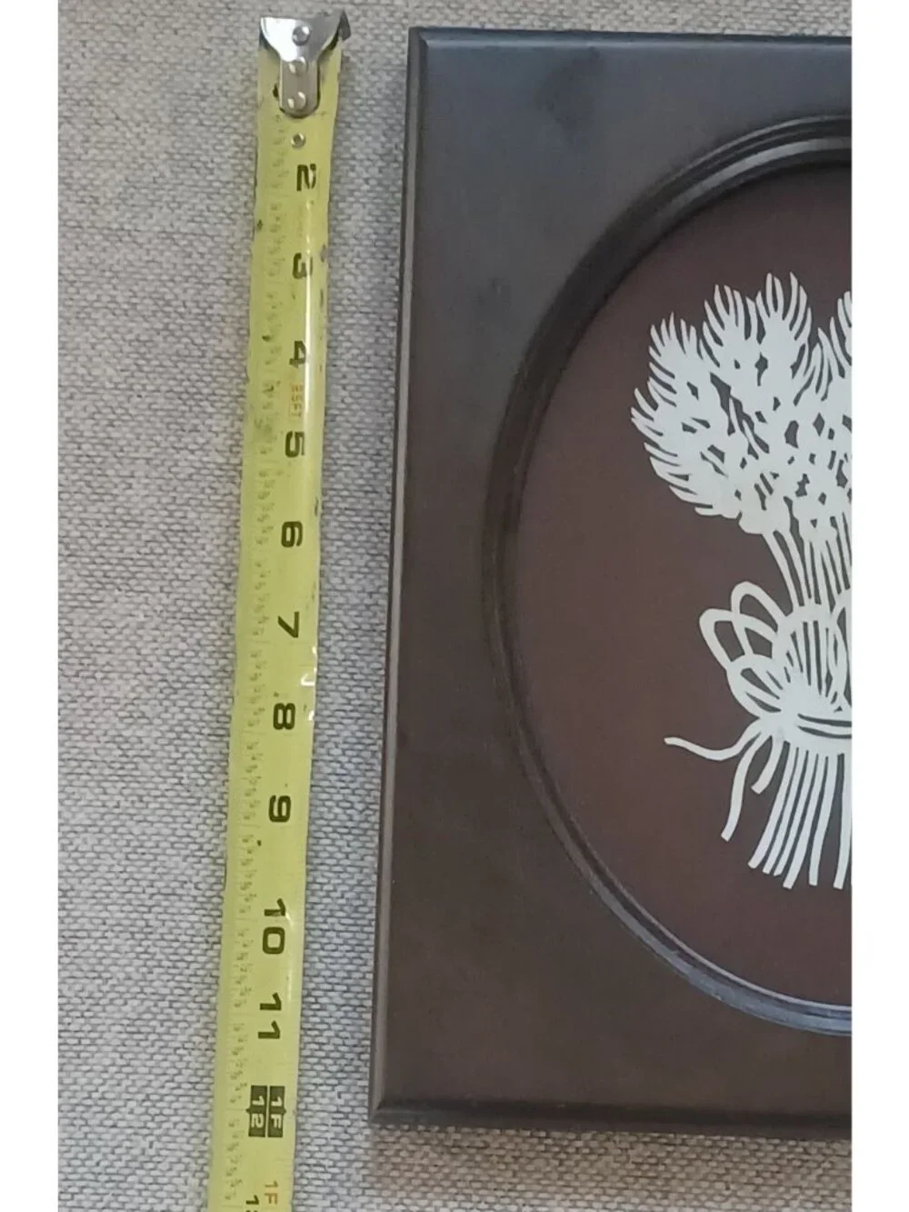 Vintage Wood Frame Folk Art Scherenschnitte Paper Scissor Cut Wheat Sheaf MCM‎